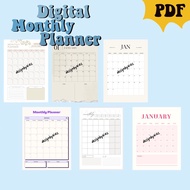 [PDF] Digital Planner, Monthly Planner, Undated Monthly Planner, Notes, pdf, Minimalist