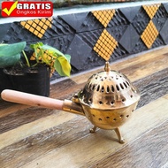 Tempat Ratus Kuningan Tungku Ratus Kuningan Gagang Kayu 1 pcs Ratus Spa
