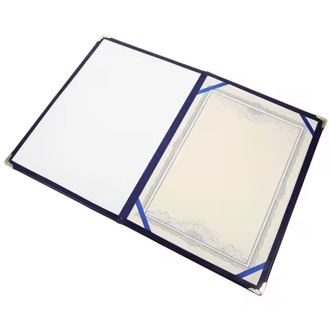 Blue A4 Soft Certificate Cover Document Protector Honor Award Folder Paper Diploma Holder Covers Fil