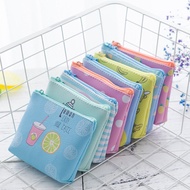 bag duit wanita dompet perempuan Dompet duit syiling ritsleting bercetak kecil penyimpanan kulit seg