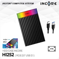 Case Casing Enclosure SSD Sata 2.5" 2.5inch RGB USB 3.0 Incore HI252