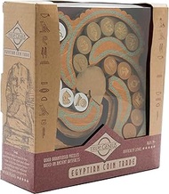 Project Genius Inc. Egyptian Coin Trade – Wooden Puzzle, High Difficulty, Brainteaser Challenge to Sort The Gold and Silver Coins into Different Columns, Ages 14+