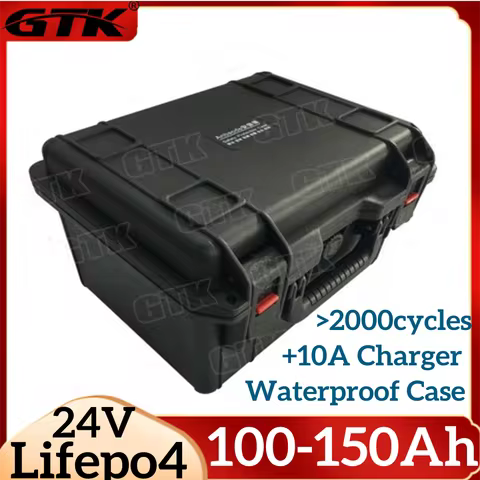 GTK 24V 100Ah 120Ah 130Ah 150Ah Lifepo4 Lithium Battery Pack for 1000W 2000W Solar Panel Inverter Ou