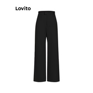 COD Lovito Casual Plain Pocket Pants for Women L67AD135 (Khaki) Celana Saku Polos Kasual Lovito untu