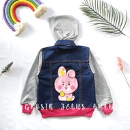 JAKET JEANS HOODIE ANAK PEREMPUAN / JAKET JEANS ANAK KOYA COOKY BT21 / JAKET BTS ANAK / JAKET KOMBIN