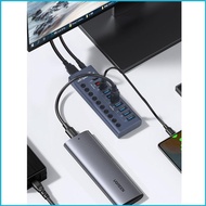 UTAKEE USB Hub 9 Port USB3 0+ Type C Hub 5Gbps with 60W Power Adapter Charging Cable and Data Cord f