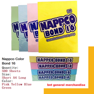 Nappco Bond Paper sub16 56GSM Colored Bond 500Sheets Short A4 Long