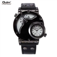 Oulm European radium new suit multi-time zone large dial luminous mens watch steel belt casual cross