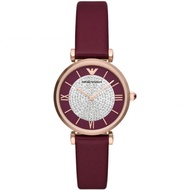 Emporio Armani Red Leather Strap Women Watch AR11487