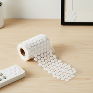 Circle-shaped gecko feet with adhesive, sizes 1-10 cm, available in black, white, and clear on one s