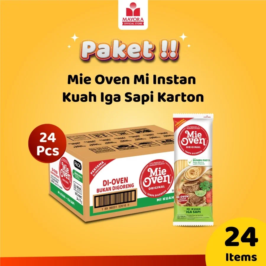 Mie Oven Mi Instan Kuah Iga Sapi Karton | Mayora Mie Oven Kuah | Mie Oven 1 Dus