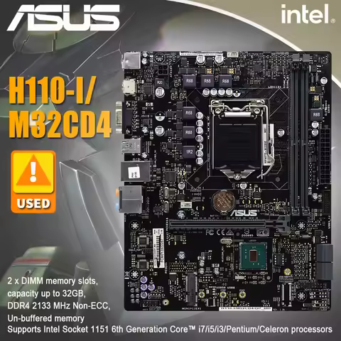 ASUS H110-I/M32CD4 Motherboard LGA1151 Socket DDR4 64GB HDMI MicroATX support 6th Generation CPU Int