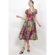 Classic Cloq 50's Swan-necked Dress CAP-Slv+lining Midi Dress