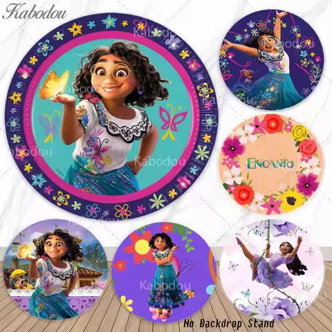 Encanto Round Background Girl Birthday Backdrop Antonio Mirabel Isabela Photo Cover Baby Shower Deco