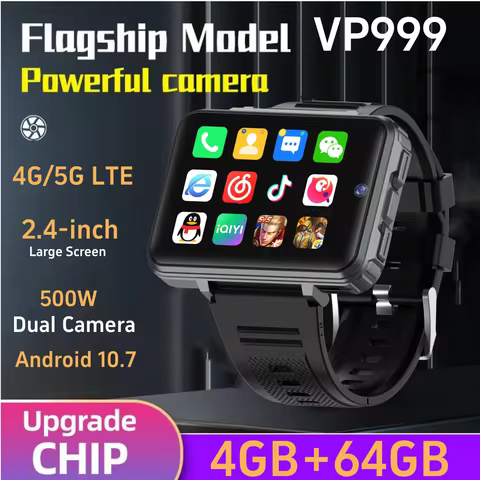 VP999 Ultra Large Screen Smart Watch 4G Dual Camera 64GB Face Recognition Unlock 1400mAh Maps 2.4 in