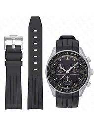 Moonswatch手錶配件,彎曲無間隙橡膠錶帶,適用於omega X Swatch Moonswatch Speedmaster//seiko 20mm手錶,swatch Omega Moonswatch Speedmaster手錶替換錶帶男女通用