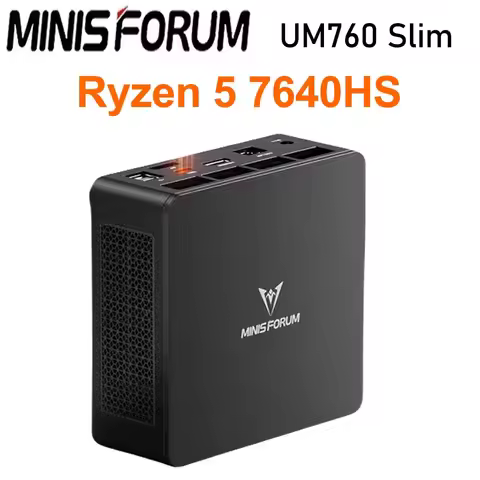 MINISFORUM UM760 Slim Mini PC AMD Ryzen 5 7640HS Windows 11 Pro 2*DDR5 2*M.2 SSD WiFi6E BT5.3 MINI P