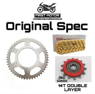 QJMOTOR SRV250 / SRV 250 SPROCKET SET DOUBLE LAYER SILENT  SILENCE WITH CHOHO ORING CHAIN