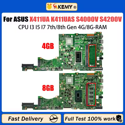 X411UA Mainboard For ASUS Vivobook 14 K411UAS S4000V S4200V A411U K411U F411U Laptop Motherboard CPU