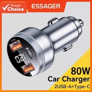 Essager 80W USB Type C Car Charger PD Fast Charging Adapter For iPhone 14 13 Samsung Charging
