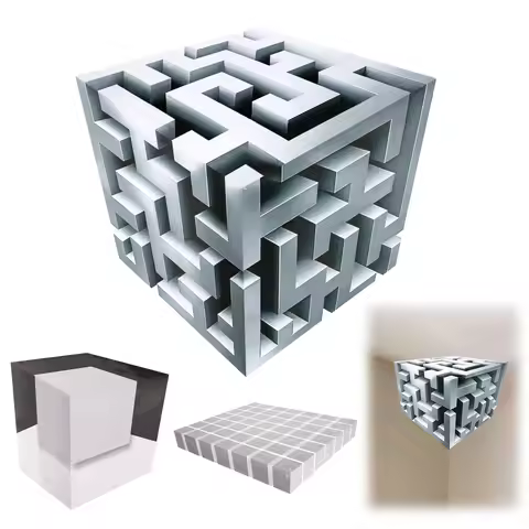 3Pcs 3D Illusion Wall Sticker Removable Corner Wall Decal Optical Illusion Corner Maze Cube Wall Art