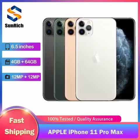 Original Apple iPhone 11 Pro Max Unlocked 4G Mobile Phone Face ID 6.5" 64/256GB ROM 12MP IOS Camera