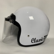Helm Bogo Putih Glossy Polos Solid Helem SNI Dewasa helmet Helm retro