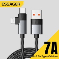 ESSAGER 7A/100W A-C+M 2-in-1 Fast Charging Data Cable Multi-protocol Compatible