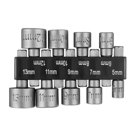 9Pcs Power Nuts Driver Drill Bit Tools Set 1/4'' Driver Hex Shank Keys Metric Socket Wrench Screw Im
