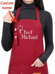 1pc Apron For Men Women With Adjustable Straps And Large Pockets, Canvas Cooking Kitchen Chef Bib Ap