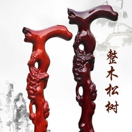 Whole Wood Pine Walking Stick Rosewood Elderly Walking Stick Fushou Walking Stick Solid Wood Wood An
