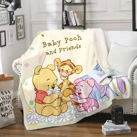 Winnie The Pooh Anime Blanket Furry 100% Polyester Printed Winter Bed Fleece Blankets Baby Plush And