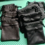 Uncang saiz S kulit lembu asli saiz poket (5 x 4 inci) 1zip hitam & coklat tua✔️✔️✔️✔️💯💯💯ok