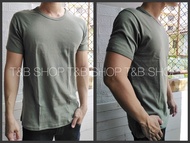 เสื้อยืดสีพื้น คอกลม ผู้ชาย ทรง Slim Fit เสื้อรัดรูปแขนจั้ม เนื้อผ้านุ่มใส่สบาย ไม่หด ไม่ย้วย สีไม่ต