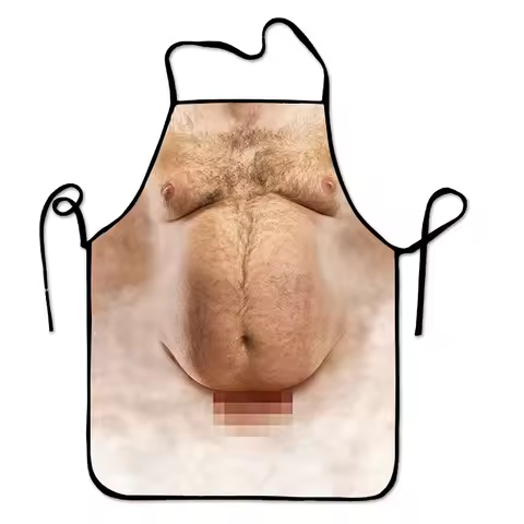 Funny Apron Novel Muscle Potbelly Men's Kitchen Cooking Barbecue Apron Fun Creative Gift for Boyfrie