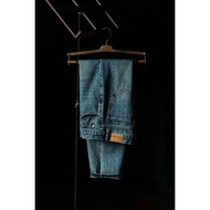 UGENTLE Men's Pure Cotton Washed {Denim Style Eclipse Blue} Mid-High Waist Retro Gentleman Casual De