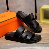 Calfskin Double Outsole Men's Casual Slippers 1111