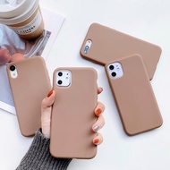 OPPO A15 A15S A73 A54 A94 A74 A16 A16K A95 A55 F11Pro F11 F5 F7 F1S Simple solid color tpu silicone mobile phone protective case Brown Ultra thin Anti dropping mobile phone soft shell