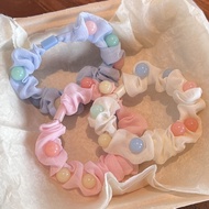 【现货】[Xiaohongshu Recommendation] Candy Color beads Scrunchy Ring Girl heart sweet hair Ring Simple S