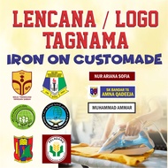 Custom Iron On  : 5 pcs Lencana / Tag Sekolah / logo organisasi / nametag / label baju / towel / kas