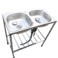 【ส่งจากกรุงเทพ】JUMEILAI ซิ้งค์ล้างจาน 2 หลุม อ่างล้างจาน สแตนเลส 304 ซิ้งล้างจาน2หลุม อ่างลึก220mm แ