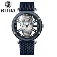 R RUDA Iron Man Hollow Out Transparent Bottom Milan Belt Quartz Men's Watch