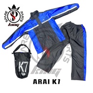 ARAI K7 RAINCOAT MOTORCYCLE RAIN COAT BAJU SELUAR HUJAN MOTOSIKAL 2LAYER RINSUIT BESAR S M L XL XXL 