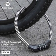 WEST BIKING 60CM Bicycle Cable 5 Digits Pas Anti-theft Lock Durable MTB Road Bike Motorcycle E-bike 