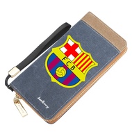 UEFAS Futbol Club Barcelonas Men Short Bifold/Long Zipped Wallet Football Messis CR7 Real Madrids CF