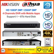 Qi Tech 4-CH HiK Dahua XMEye CCTV HD 2MP 5MP Mobile / Network  DVR Recorder Support * Mobile Apps *