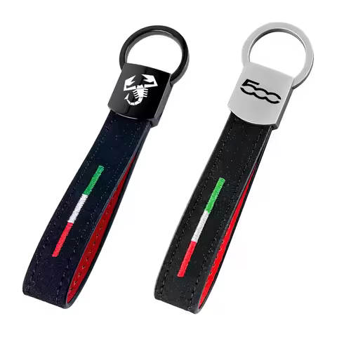 Suede Leather Car Keychain Key Ring For Fiat 500 500E 500C 500L Abarth 124 spider 695 turismo abarth