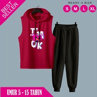 IAM OKE Children's Jogger Singlet Hoodie Set Ages 5-15 Years