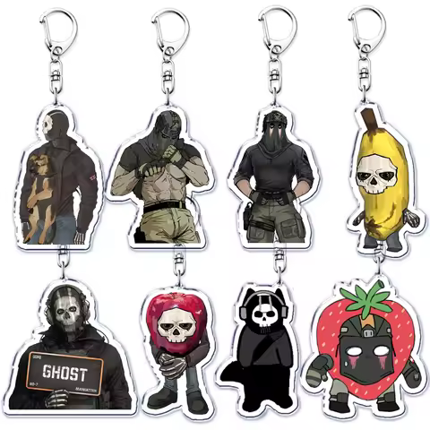 Cute Military Game Ghost Chibis Keychains for Accessories Cod Soldier Soap Simon Riley Keyring Jewel