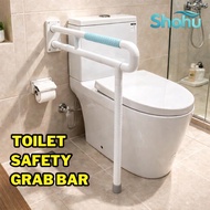 Foldable Toilet Grab Bar with Floor Support Leg | Elderly Safety Handrail | Wall Mounted Bathroom Su
